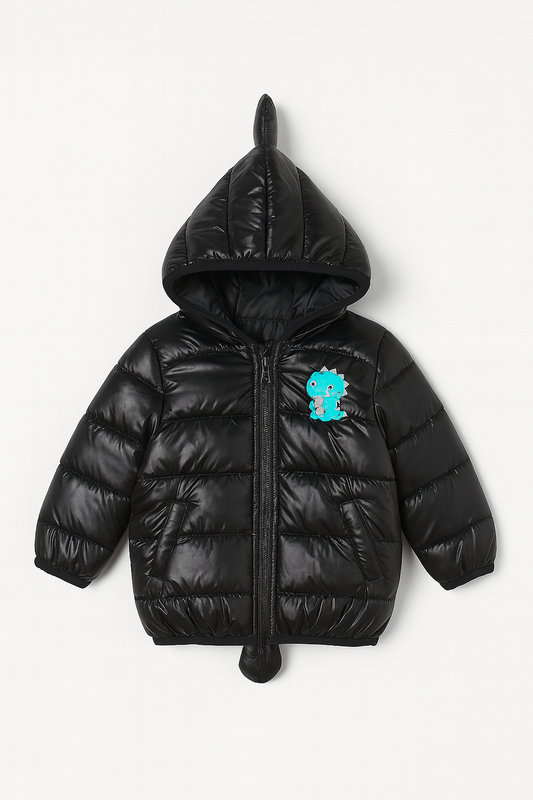 Imported Puffer Jacket 3D Tail - Shiny Black