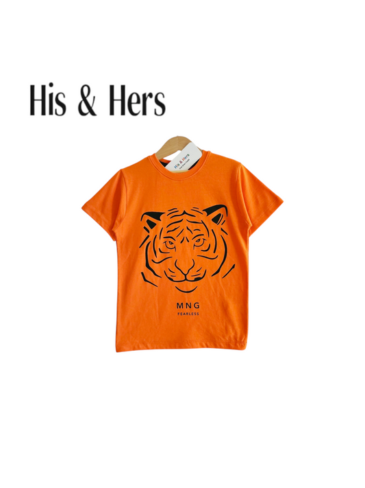 Tiger  Kid's  Neon Orange T-Shirt Boys 109