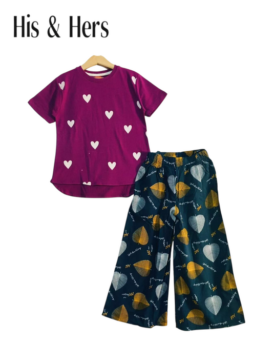 Hearts Print Purple T-Shirt & Lillen Flapper 237