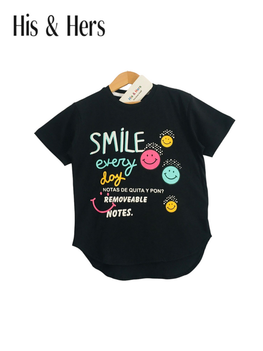 Smile Everyday Black T-Shirt Girlsn 234