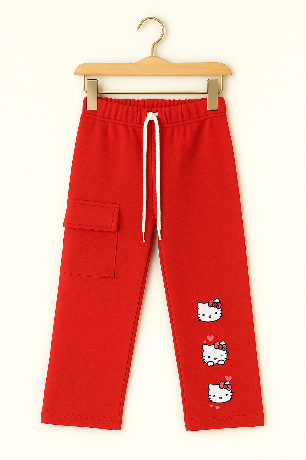 Side Pocket Fleece  Trousers Red