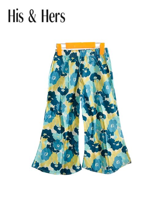 Blue Flowers Allover Print Cotton Flapper Girls