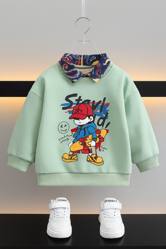 Stay Bold Mint Green Double Sweatshirt Boys 414