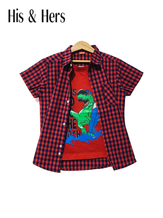 Black Checked Red Double Casual Shirt 250