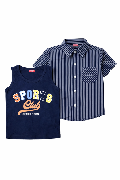 Black Check Shirt with Sports Print Inner 501