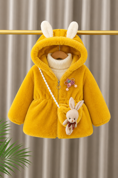 Bunny Charm Plush Jacket 🐰-Mustard 912