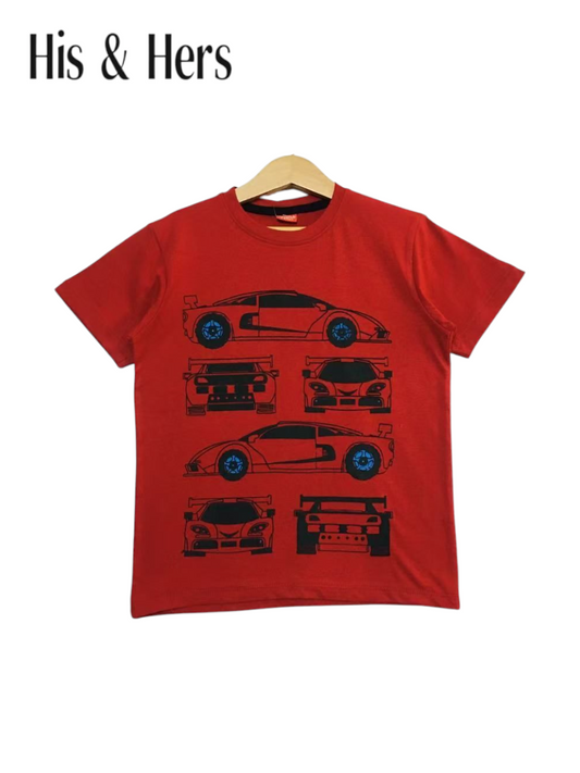 Cars Print Red  T-Shirt Boys 123