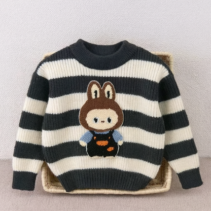 Black& Cream Striped Knit Sweater for Boys & Girls