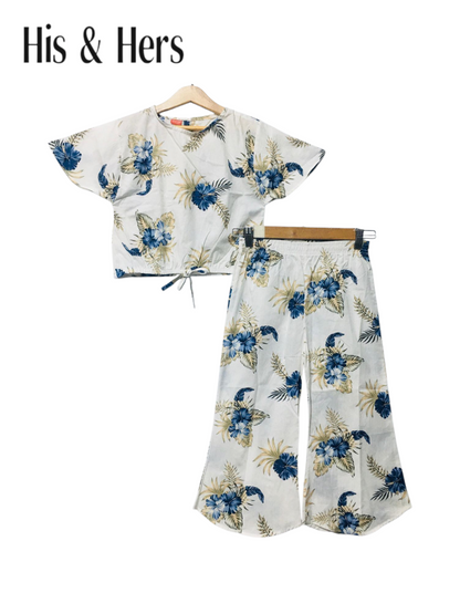 Blue Flowers & Golden Leaves White Skate Fish 228