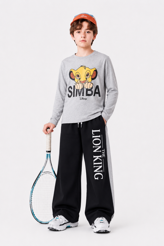 Simba Printed Grey Boys T-Shirt & Trouser 728