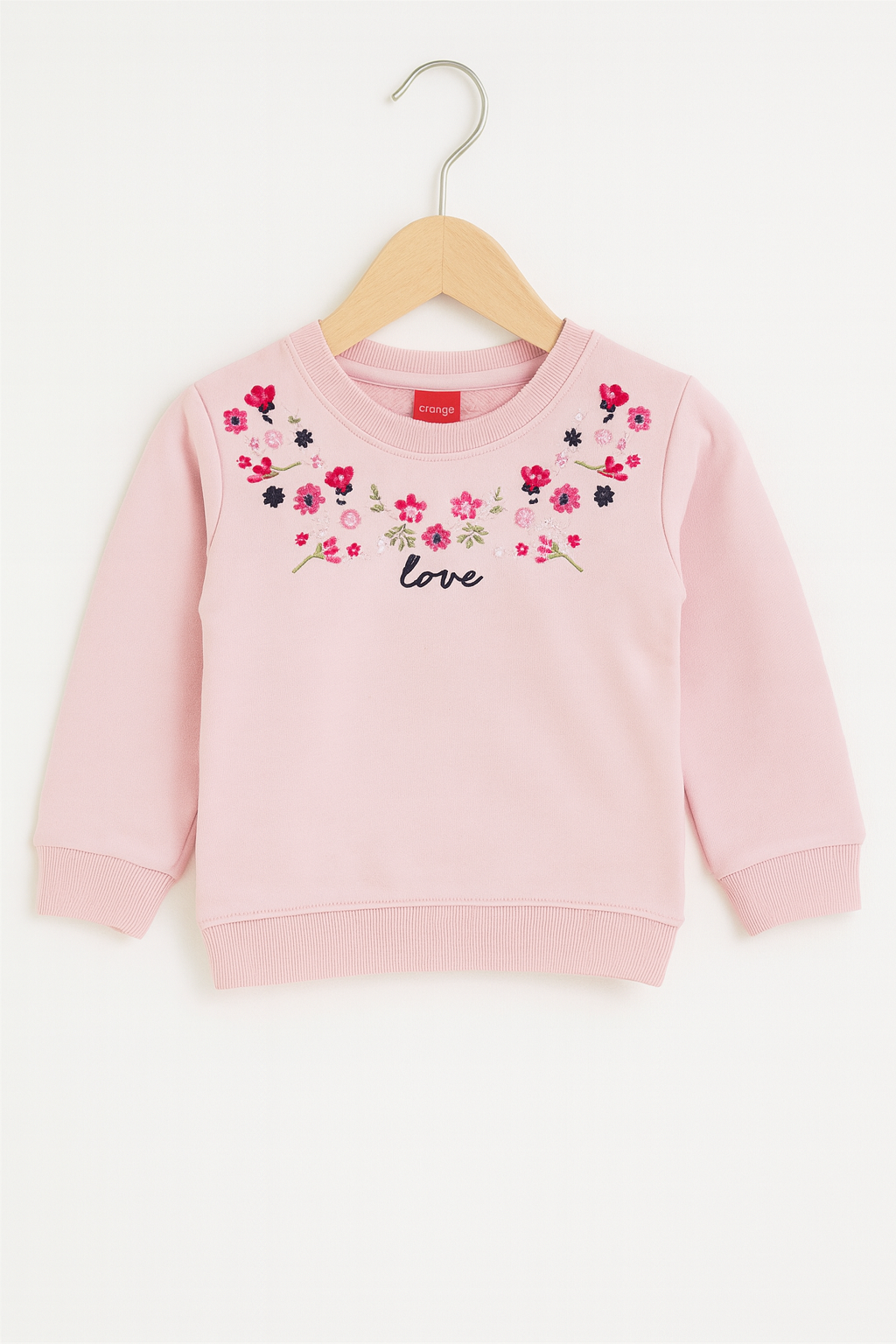 Baby Pink Blossom Embroidered Fleece Sweatshirt 516