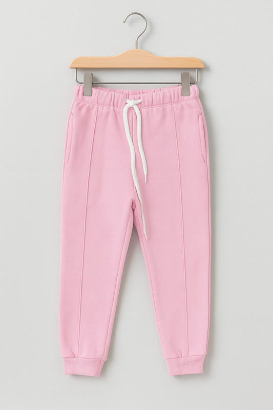 Girls Baby Pink Fleece Jogger Pants