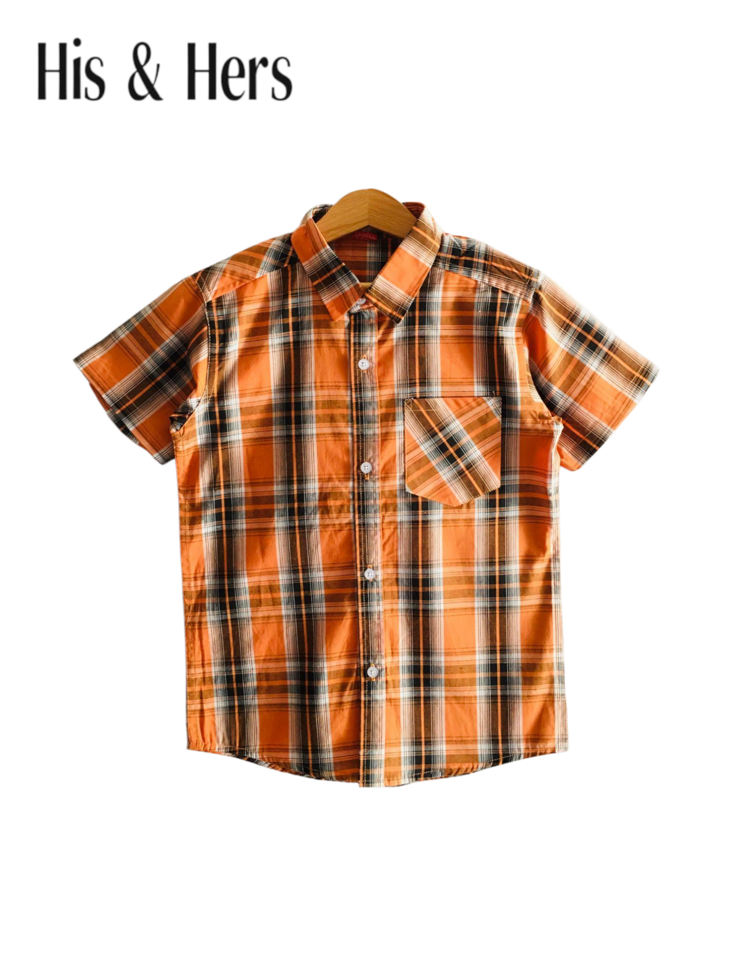 Checked Orange Casual Shirt Boys 220