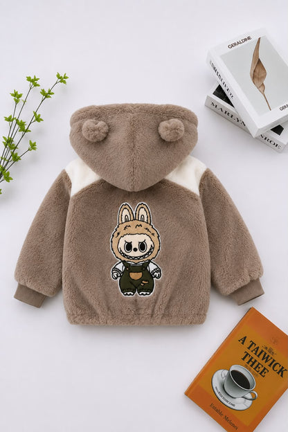 Labbubu Patch Plush Jacket – Brown 410