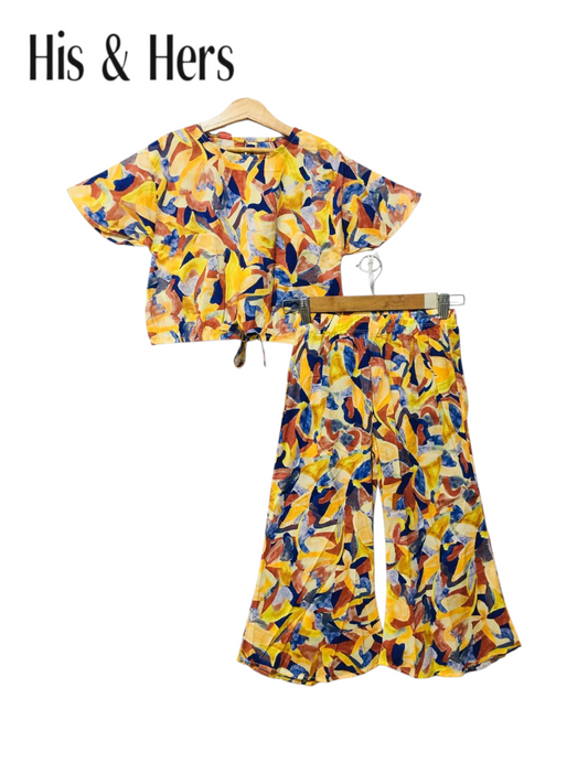 Abstract Leaf Print Sunset Multicolor Skate Fish Girls 404