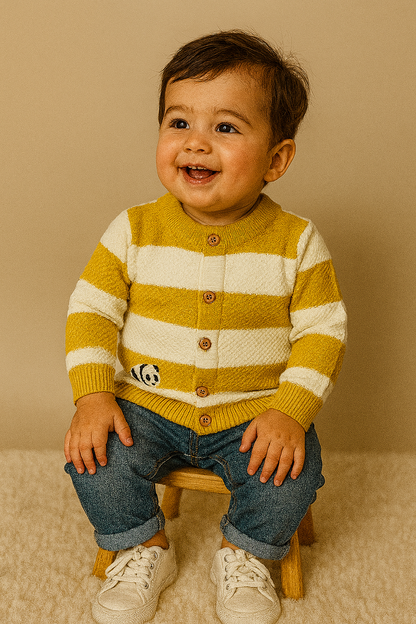 His&Hers Mustard Stripped Sweater Cardigans