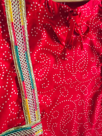 3PCS Net Dubatta Red Girls Suit 243