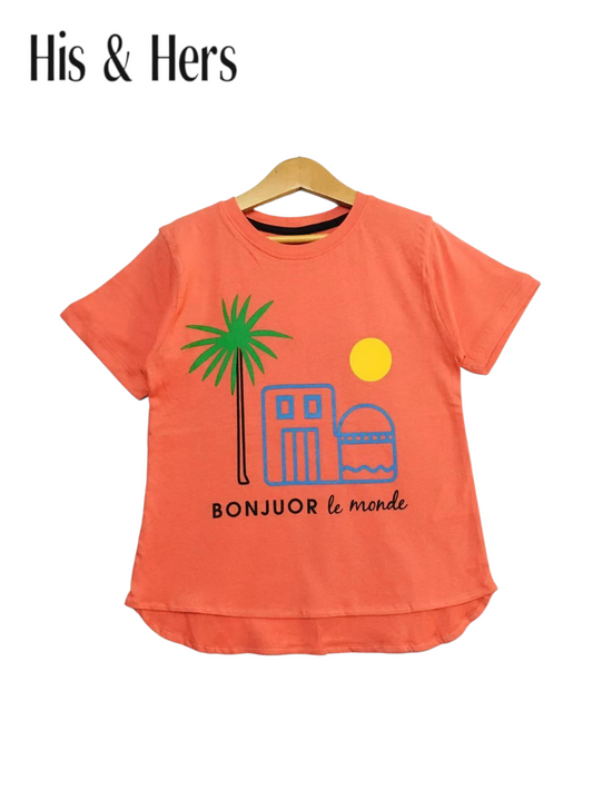 Tree Print Peach T-Shirt Girls 121