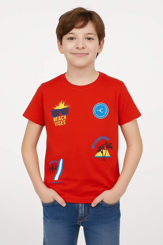BEACH VIBES Red T Shirt Boy 214