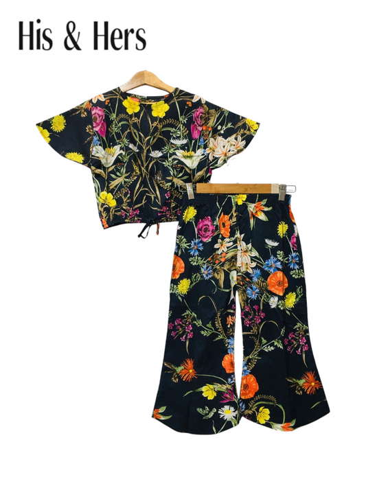 Floral Print Black Skate Fish Girls 229
