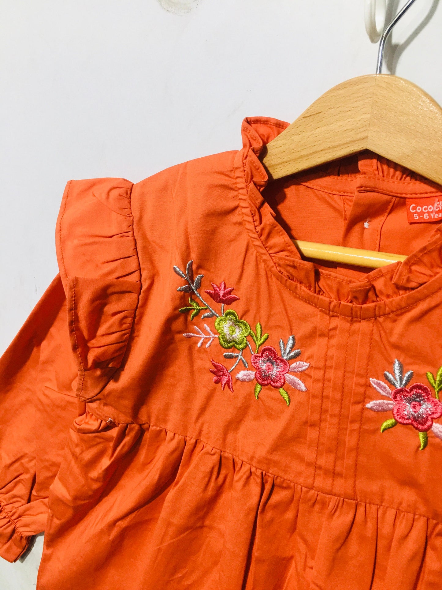 Embroidered Carrot Soft Cotton (Lawn) Girls Top 102