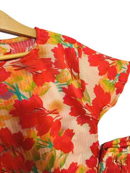 Red Flowers All Over Print Skate Fish Girls  231