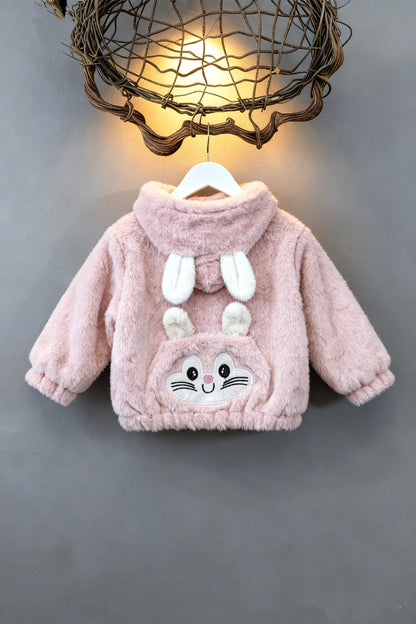 Rabbit Plush Hoodie Jacket – Baby Pink