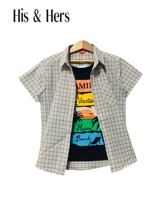 Beige Checked White Double Casual Shirt 250
