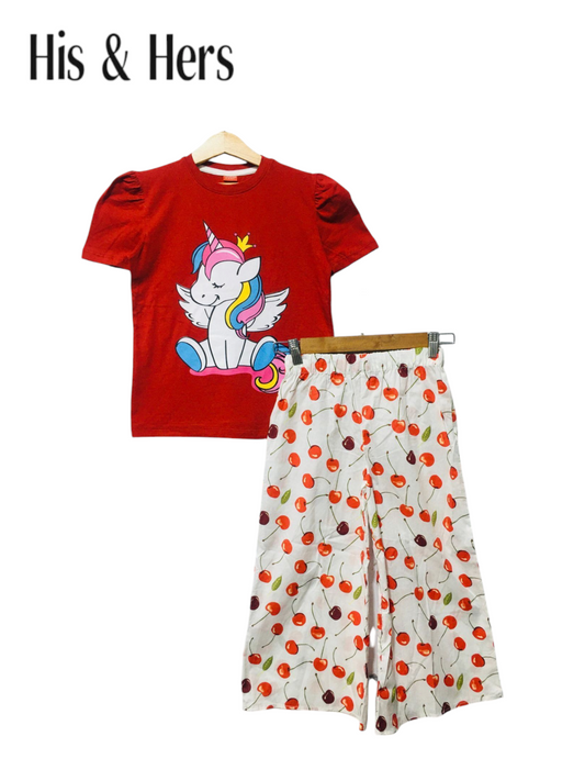 Unicorn Kid's Mahroon T-Shirt & Cotton Flapper Girls 105