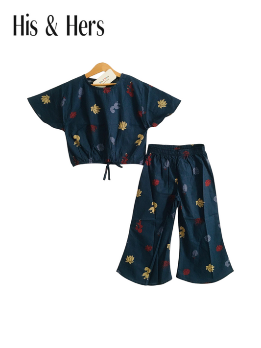 Golden Snow Lotus All Over Print Blue Skate Fish Girls 226
