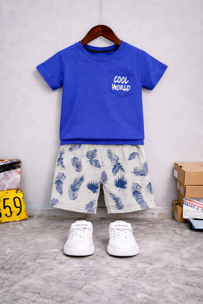 Cool World Royal Blue Pocket T-Shirt Nicker Suit