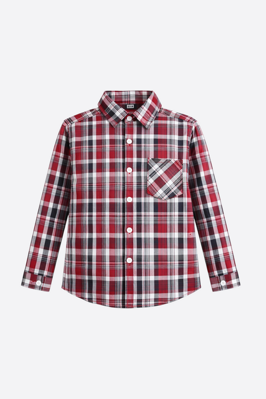 Mahroon Checked Long Sleeves Casual Shirt 227