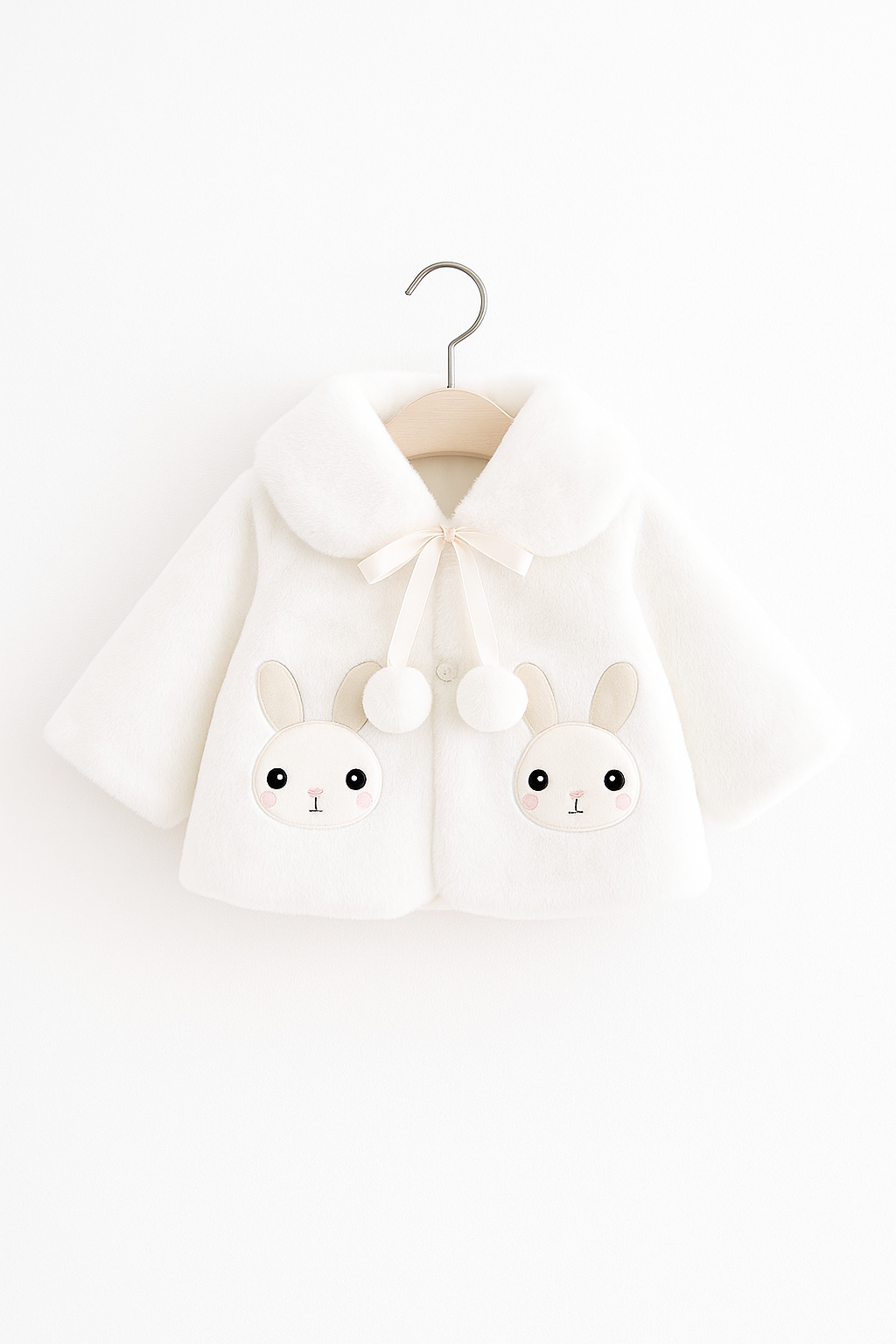 Fluffy White Winter Cape for Baby Girls – Rabbit