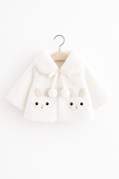 Fluffy White Winter Cape for Baby Girls – Rabbit