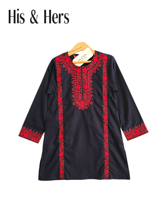 Embroidered Navy Girls Top 103
