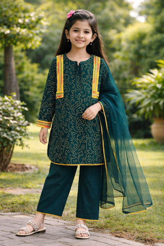 3 PCS Net Dubatta Navy Girls Suit 243