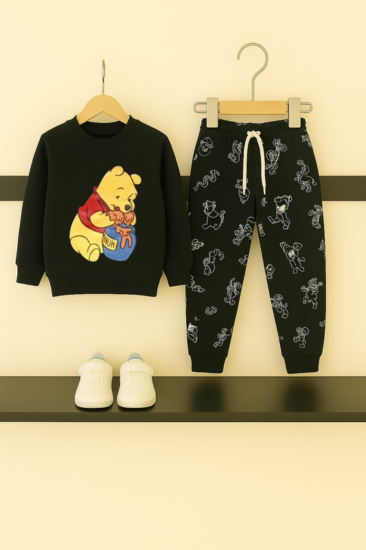 Winnie The Bear Print Black Tracksuit Boys 276