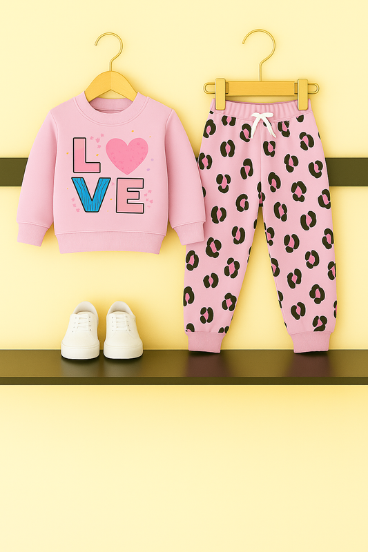 226Love Printed Baby Pink Tracksuit Girls