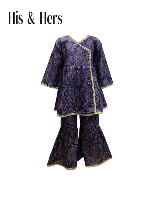 Printed 2 Piece Purple Lawn Suit Girls