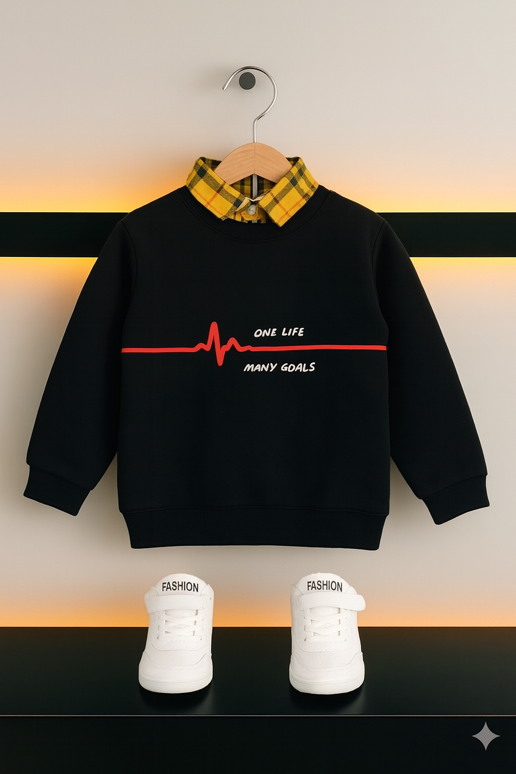 One Life ,Many Goals Black  Double Sweatshirt Boys 514