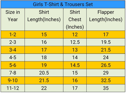 White Flowers Royal Blue T-Shirt &Trousers Girls 205