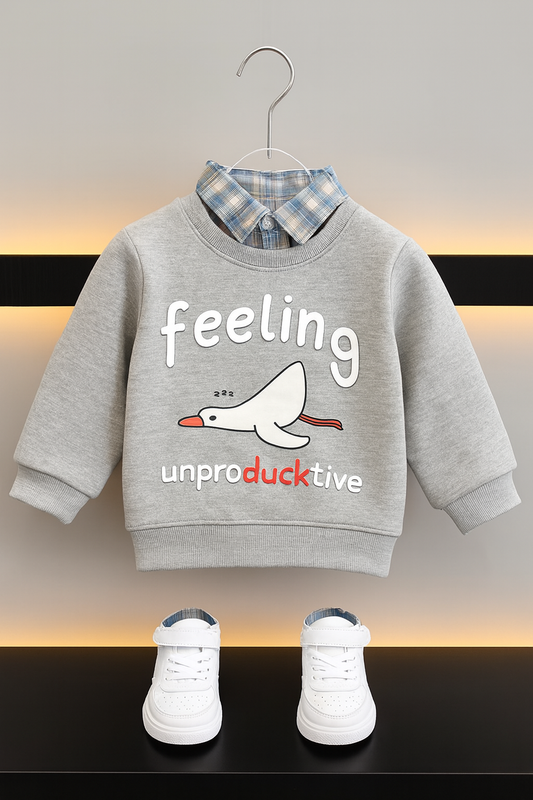 Feeling Unproductive Grey Double Sweatshirt Boys 414