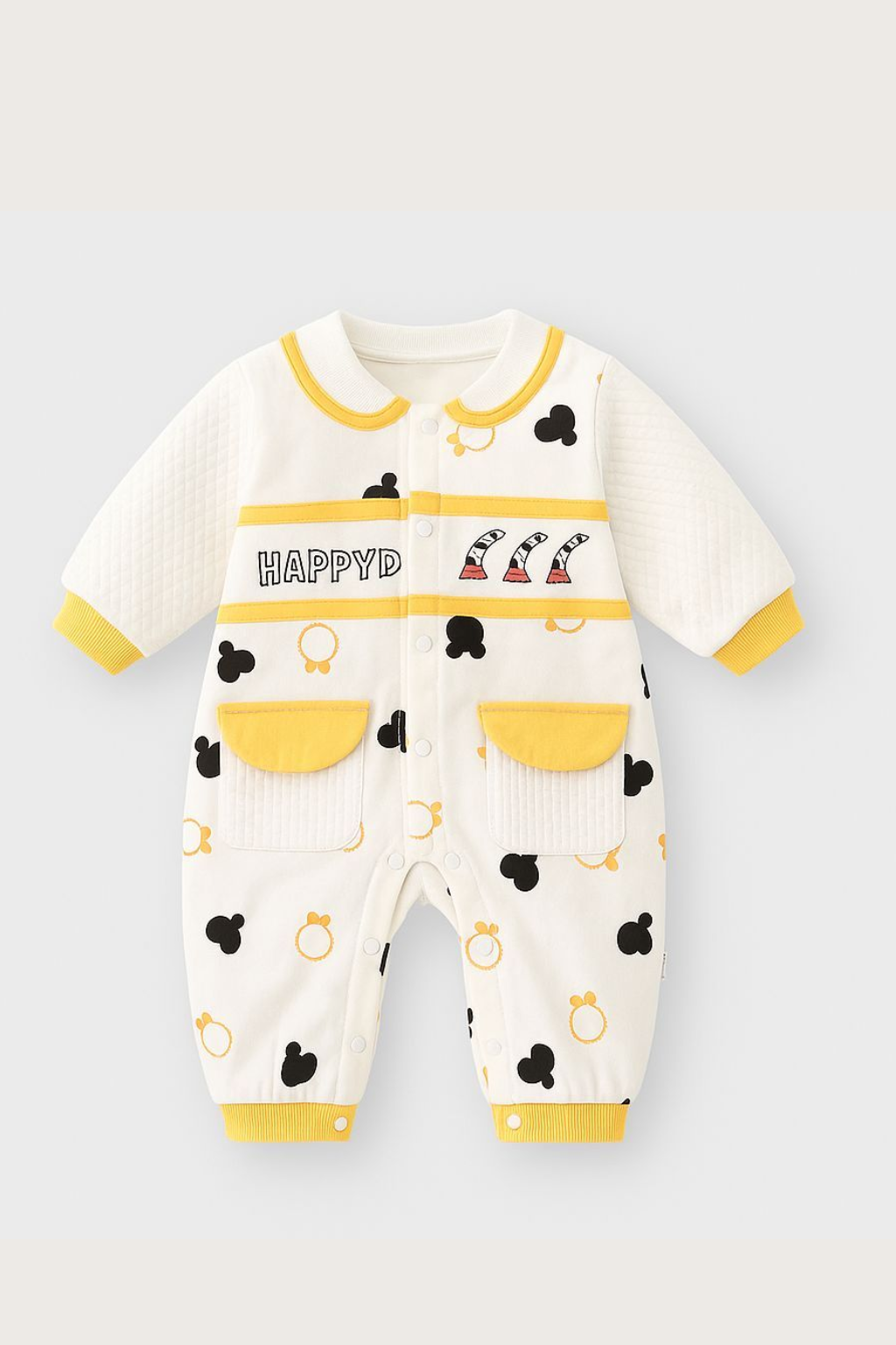 Happy D Yellow Bunny Baby Romper 🐰💙