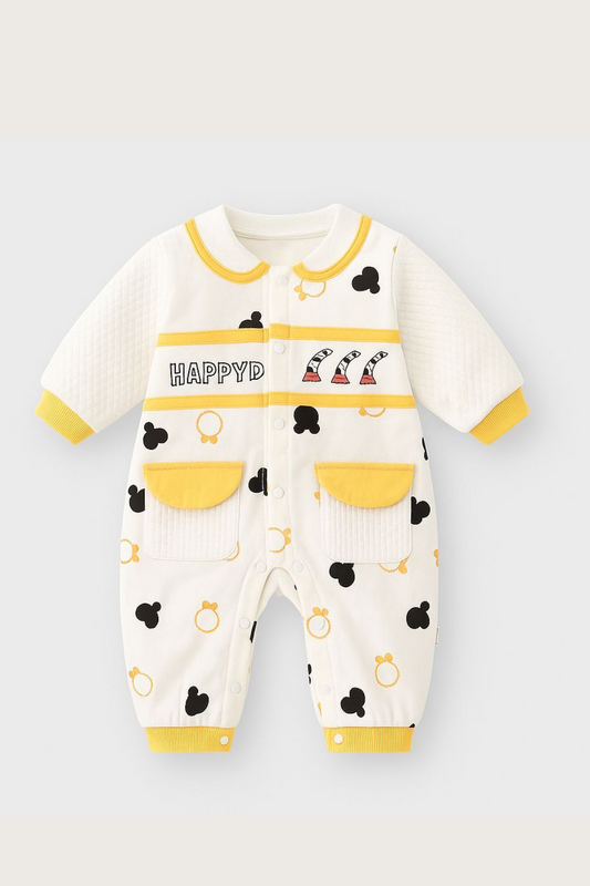 Happy D Yellow Bunny Baby Romper 🐰💙