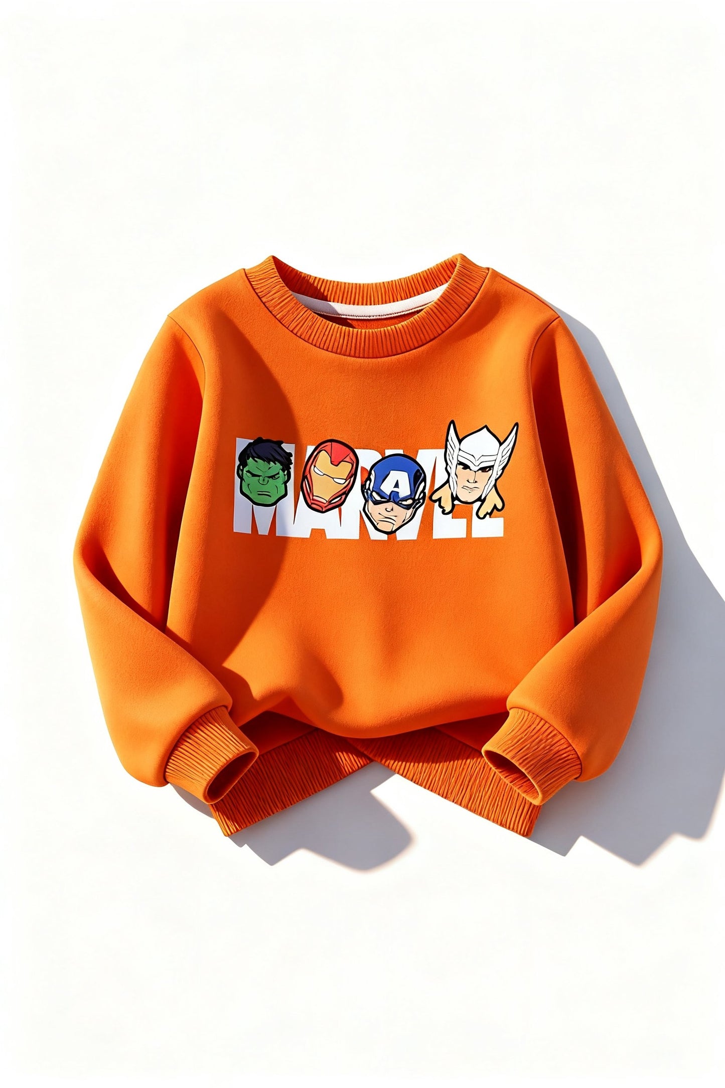 Marvels Heroes Print Orange Sweatshirt 223