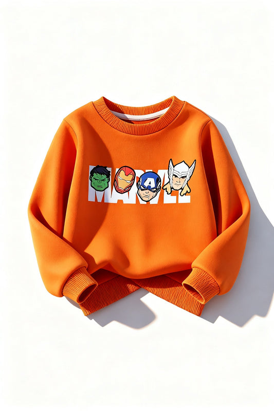 Marvels Heroes Print Orange Sweatshirt 223