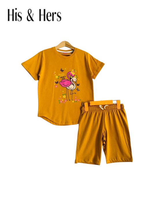 Flamingo Mustard Nicker Suit Girls 432