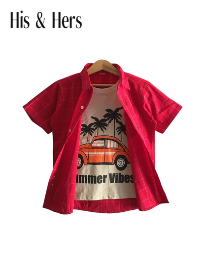 White Checked Red Double Shirt Boys 252