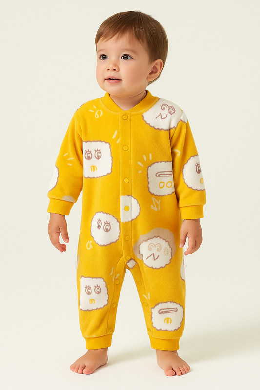 Cute Cloud  Polar Fleece Yellow Jumpsuit Bodysuit