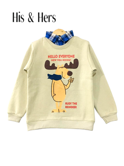 HELLO EVERYONE Cream Double sweatshirt Boys (003)